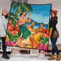 Hawaiian Hula Sing Dance On Beach Premium Quilts - AH - Polynesian Pride