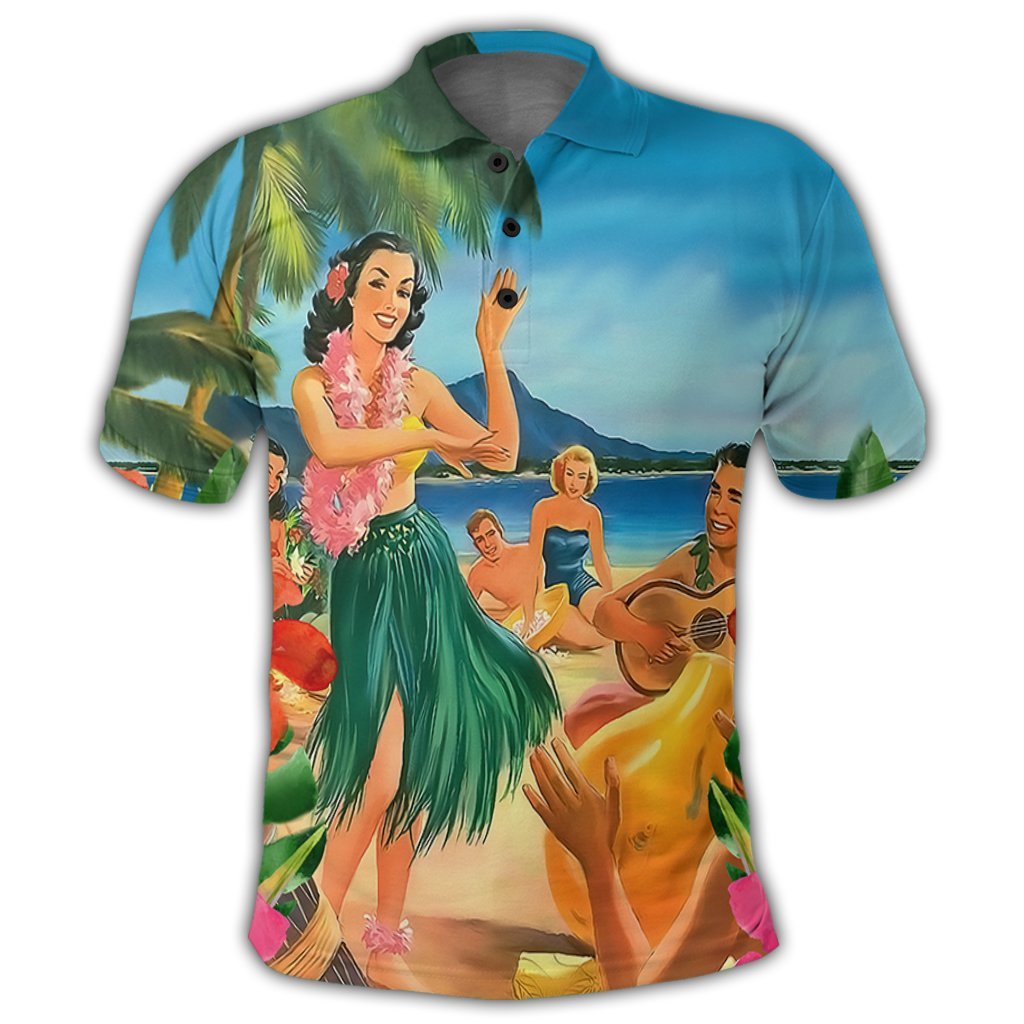 Hawaiian Hula Sing Dance On Beach Polo Shirt - Polynesian Pride