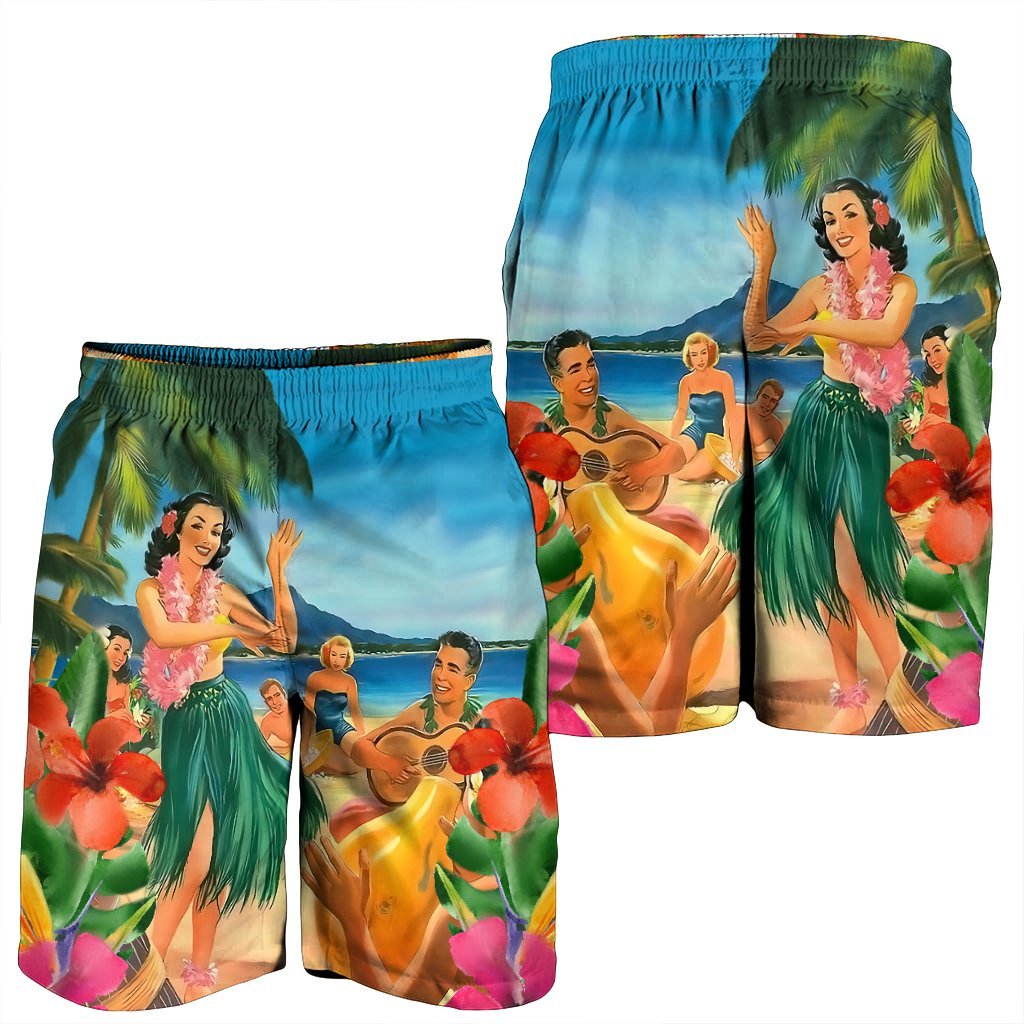 Hawaiian Hula Sing Dance On Beach Men's Shorts - AH - Polynesian Pride