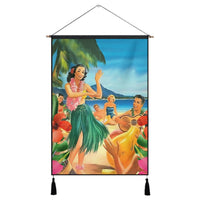 Hawaiian Hula Sing Dance On Beach Hanging Poster - AH Hanging Poster Cotton And Linen - Polynesian Pride