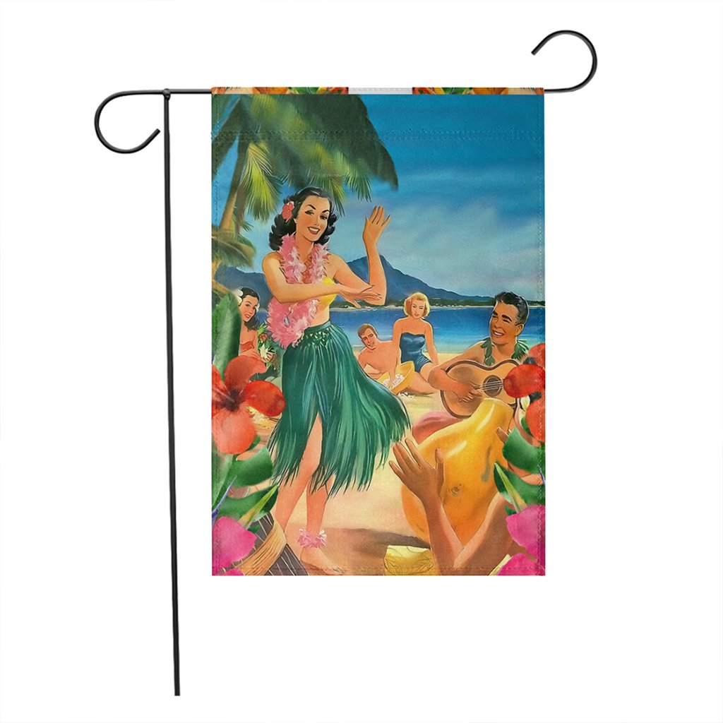 Hawaiian Hula Sing Dance On Beach Flag - AH - Polynesian Pride