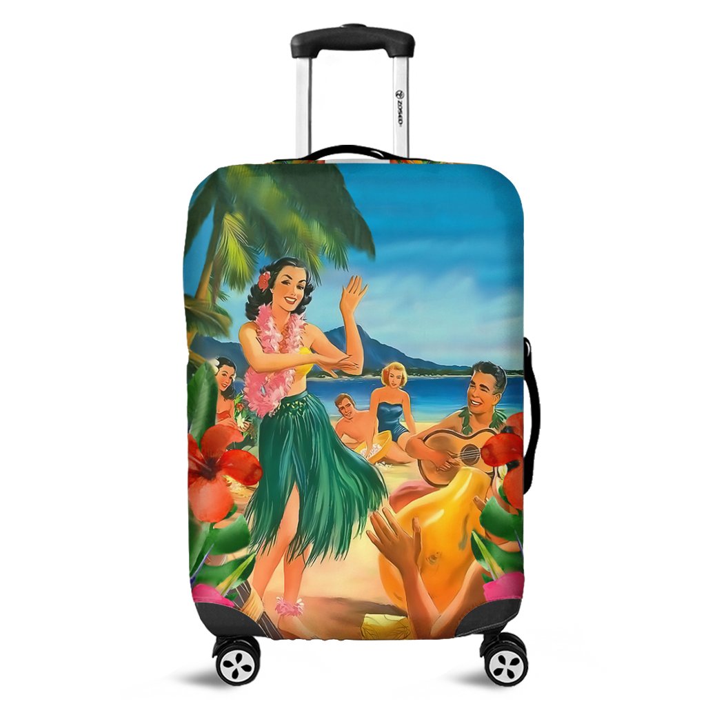 Hawaiian Hula Sing Dance On Beach Luggage Covers - AH Black - Polynesian Pride