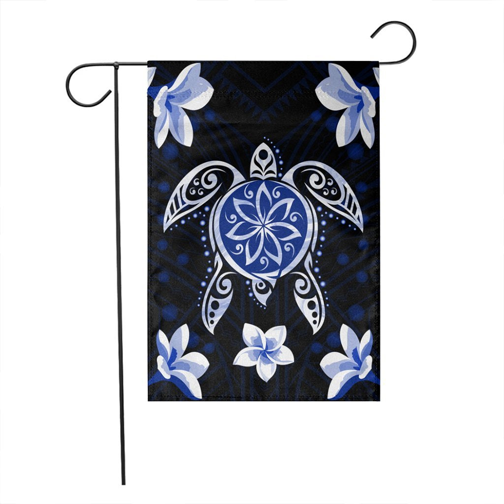 Hawaiian Icon Blue Turtle Plumeria Flag AH - Polynesian Pride