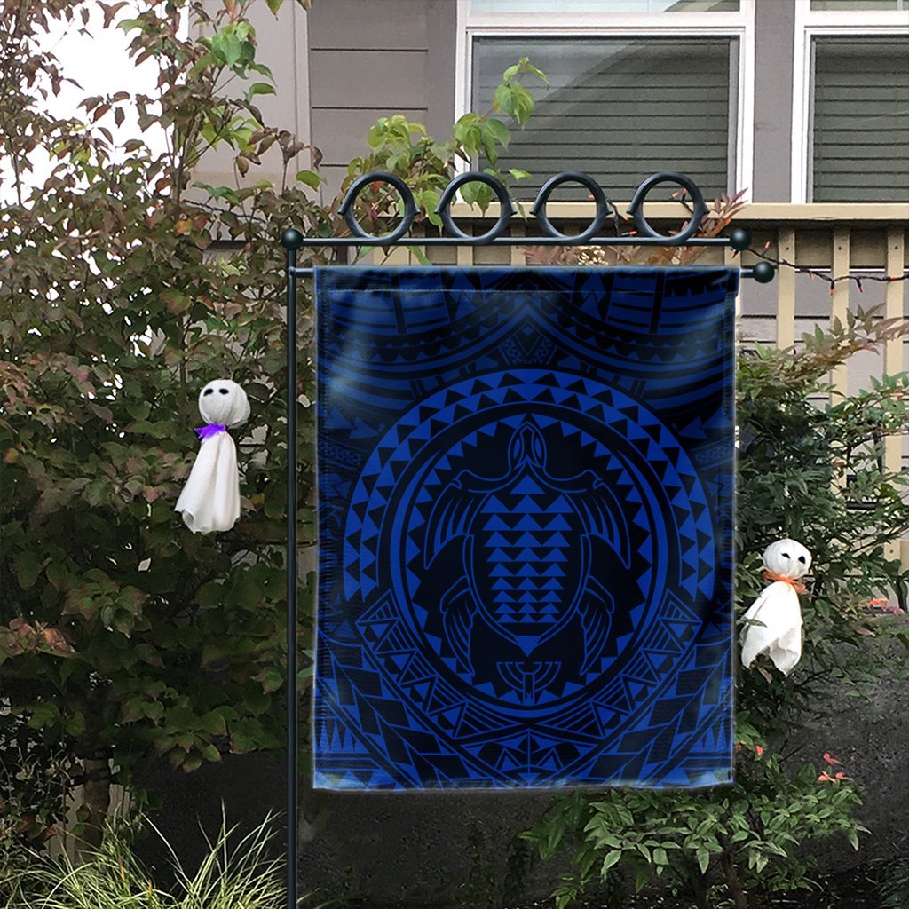 Hawaiian Kakau Honu Arc Polynesian Blue Flag - AH - Polynesian Pride