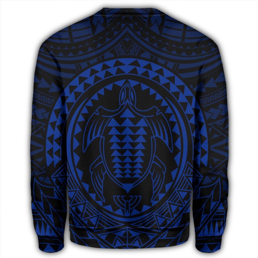 Hawaiian Kakau Honu Arc Polynesian Blue Sweatshirt - AH - Polynesian Pride