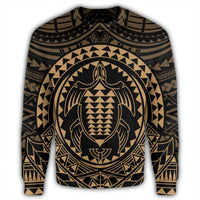 Hawaiian Kakau Honu Arc Polynesian Gold Sweatshirt - AH - Polynesian Pride