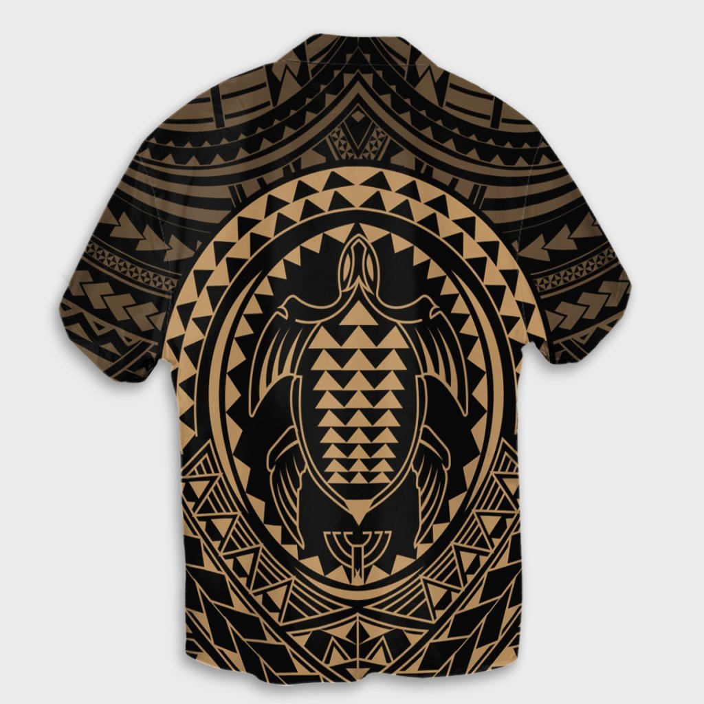 Hawaiian Kakau Honu Arc Polynesian Gold Hawaiian Shirt - AH - Polynesian Pride