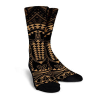 Hawaiian Kakau Honu Arc Polynesian Gold Crew Socks - AH - Polynesian Pride
