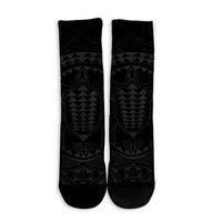 Hawaiian Kakau Honu Arc Polynesian Gray Crew Socks - AH - Polynesian Pride