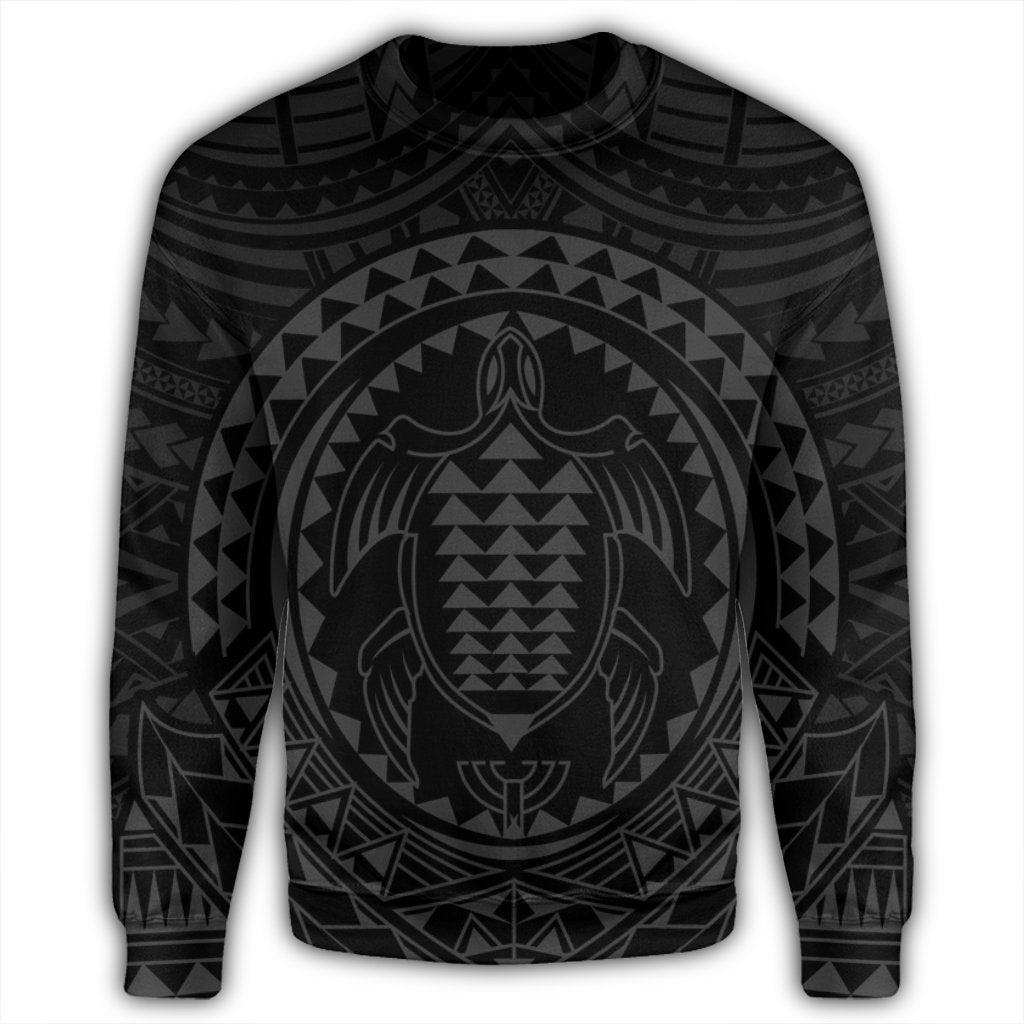 Hawaiian Kakau Honu Arc Polynesian Gray Sweatshirt - AH - Polynesian Pride