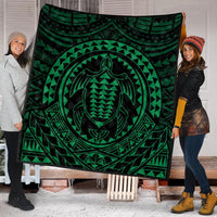 Hawaiian Kakau Honu Arc Polynesian Green Premium Quilts - AH - Polynesian Pride