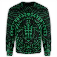 Hawaiian Kakau Honu Arc Polynesian Green Sweatshirt - AH - Polynesian Pride