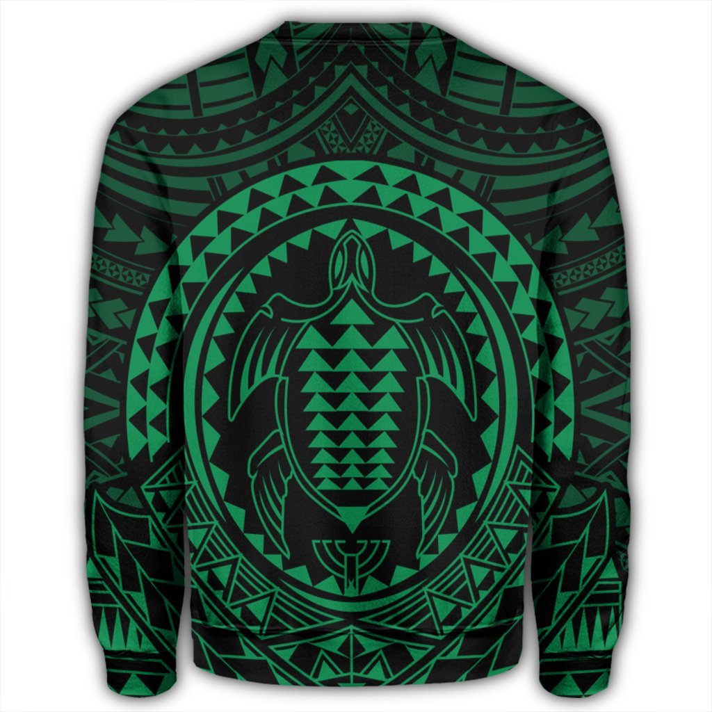 Hawaiian Kakau Honu Arc Polynesian Green Sweatshirt - AH - Polynesian Pride