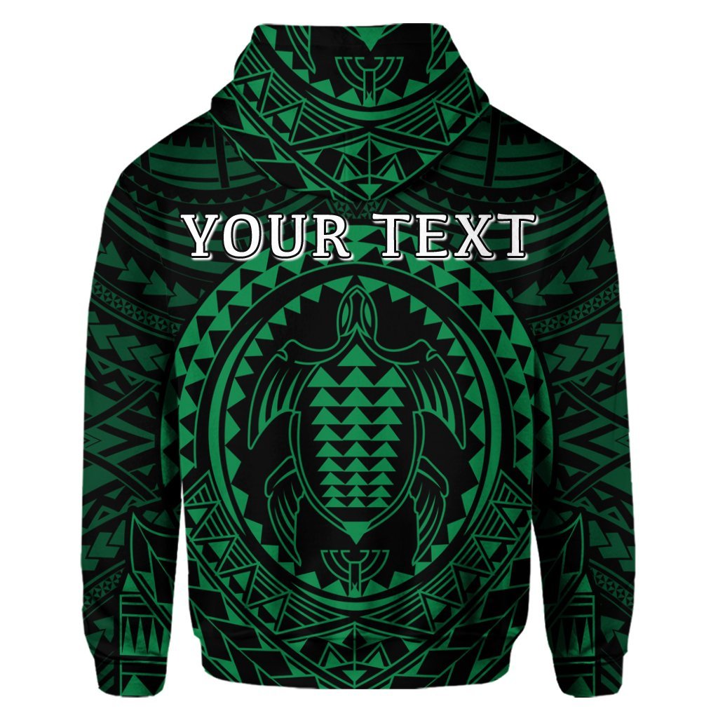 Custom Hawaiian Kakau Honu Arc Polynesian Green Hoodie - Polynesian Pride