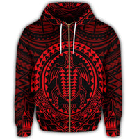 Hawaiian Kakau Honu Arc Polynesian Red Zip Hoodie - Polynesian Pride