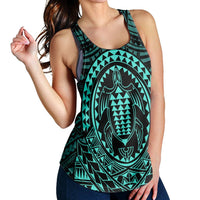 Hawaiian Kakau Honu Arc Polynesian Turquoise Racerback Tank - AH - Polynesian Pride