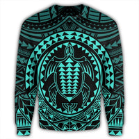 Hawaiian Kakau Honu Arc Polynesian Turquoise Sweatshirt - AH - Polynesian Pride