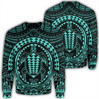 Hawaiian Kakau Honu Arc Polynesian Turquoise Sweatshirt - AH Unisex Black - Polynesian Pride