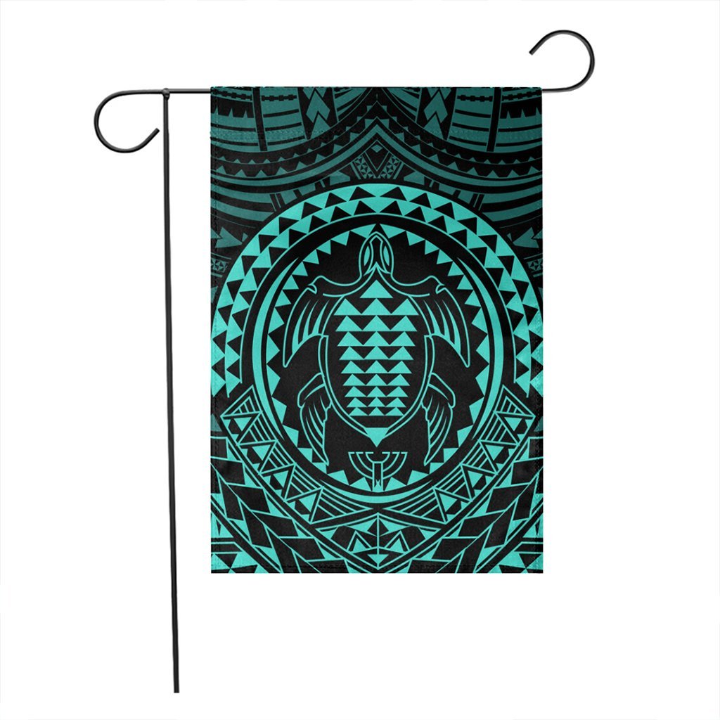 Hawaiian Kakau Honu Arc Polynesian Turquoise Flag - AH - Polynesian Pride