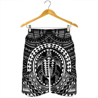 Hawaiian Kakau Honu Arc Polynesian White Men's Shorts - AH - Polynesian Pride