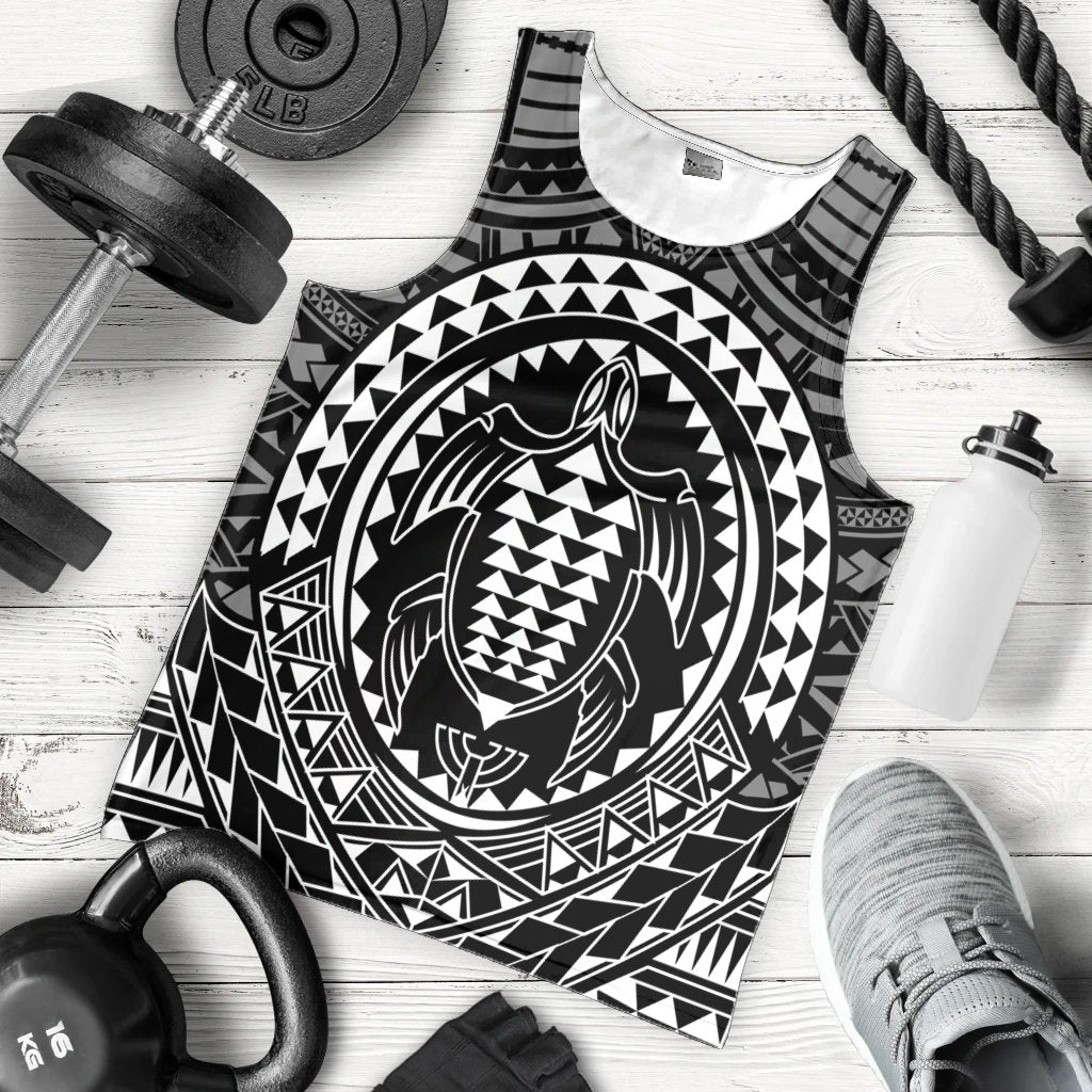 Hawaiian Kakau Honu Arc Polynesian White Tank Top - AH - Polynesian Pride