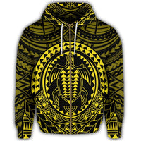 Hawaiian Kakau Honu Arc Polynesian Yellow Zip Hoodie - Polynesian Pride
