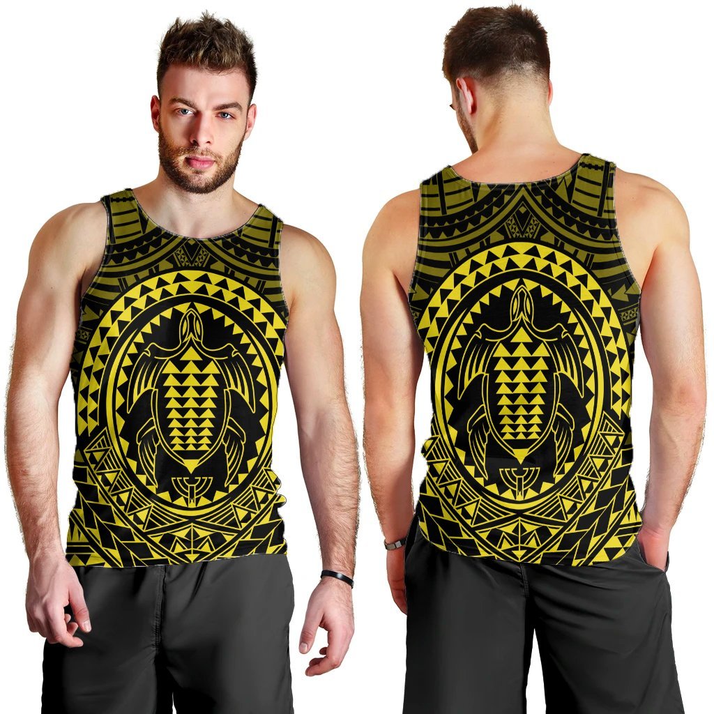 Hawaiian Kakau Honu Arc Polynesian Yellow Tank Top - AH - Polynesian Pride