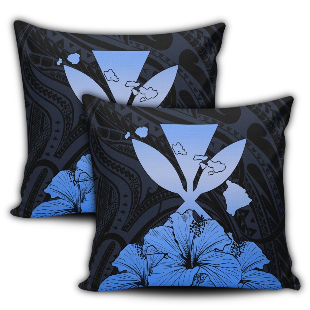 Hawaiian Kanaka Pillow Covers Hibiscus Polynesian Love - Blue - AH - Polynesian Pride