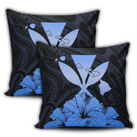 Hawaiian Kanaka Pillow Covers Hibiscus Polynesian Love - Blue - AH - Polynesian Pride
