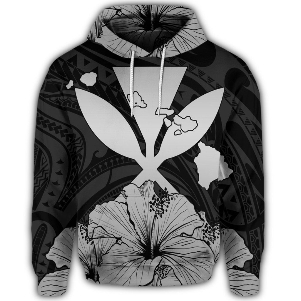 Hawaiian Kanaka Hoodie Hibiscus Polynesian Love Gray - Polynesian Pride