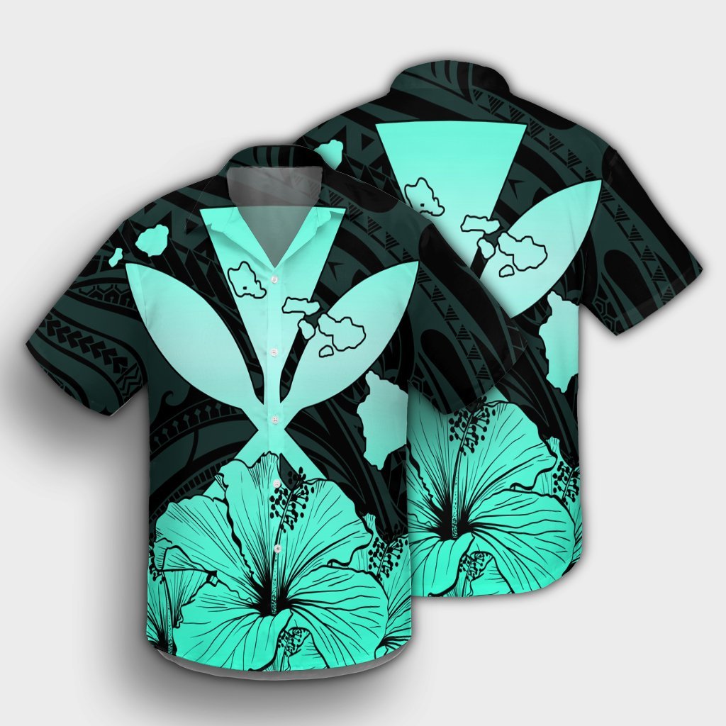 Hawaiian Kanaka Hawaiian Shirt Hibiscus Polynesian Love - Turquoise - AH - Polynesian Pride