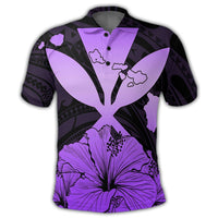 Hawaiian Kanaka Polo Shirt Hibiscus Polynesian Love Violet - Polynesian Pride