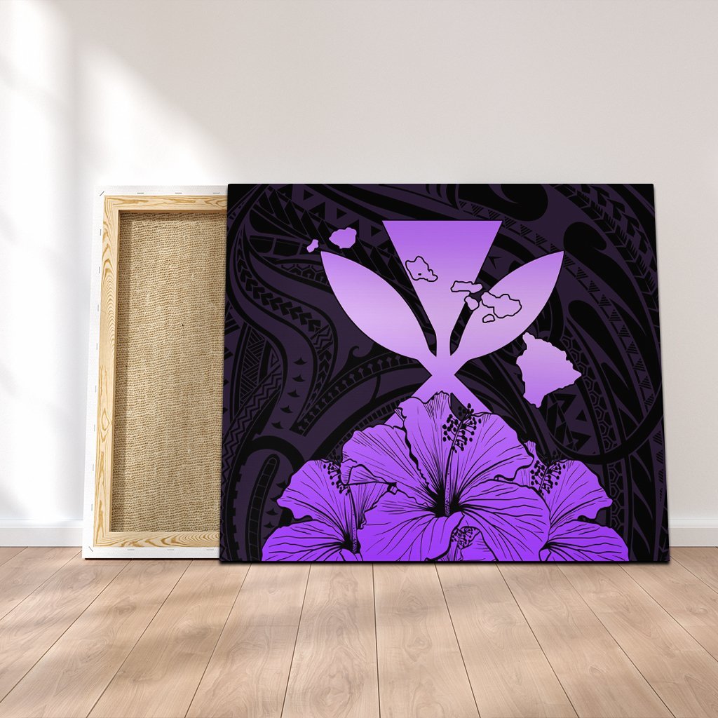 Hawaiian Kanaka Canvas Hibiscus Polynesian Love - Violet - AH Canvas Poly-cotton - Polynesian Pride