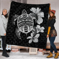 Hawaiian Kanaka Hibiscus Plumeria Mix Polynesian Turtle Premium Quilts - Gray - AH - Polynesian Pride