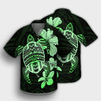 Hawaiian Kanaka Hibiscus Plumeria Mix Polynesian Turtle Hawaiian Shirt - Green - AH - Polynesian Pride