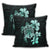 Hawaiian Kanaka Hibiscus Plumeria Mix Polynesian Turtle Pillow Covers - Turquoise - AH - Polynesian Pride