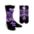 Hawaiian Kanaka Hibiscus Plumeria Mix Polynesian Turtle Crew Socks - Violet - AH Crew Socks White - Polynesian Pride