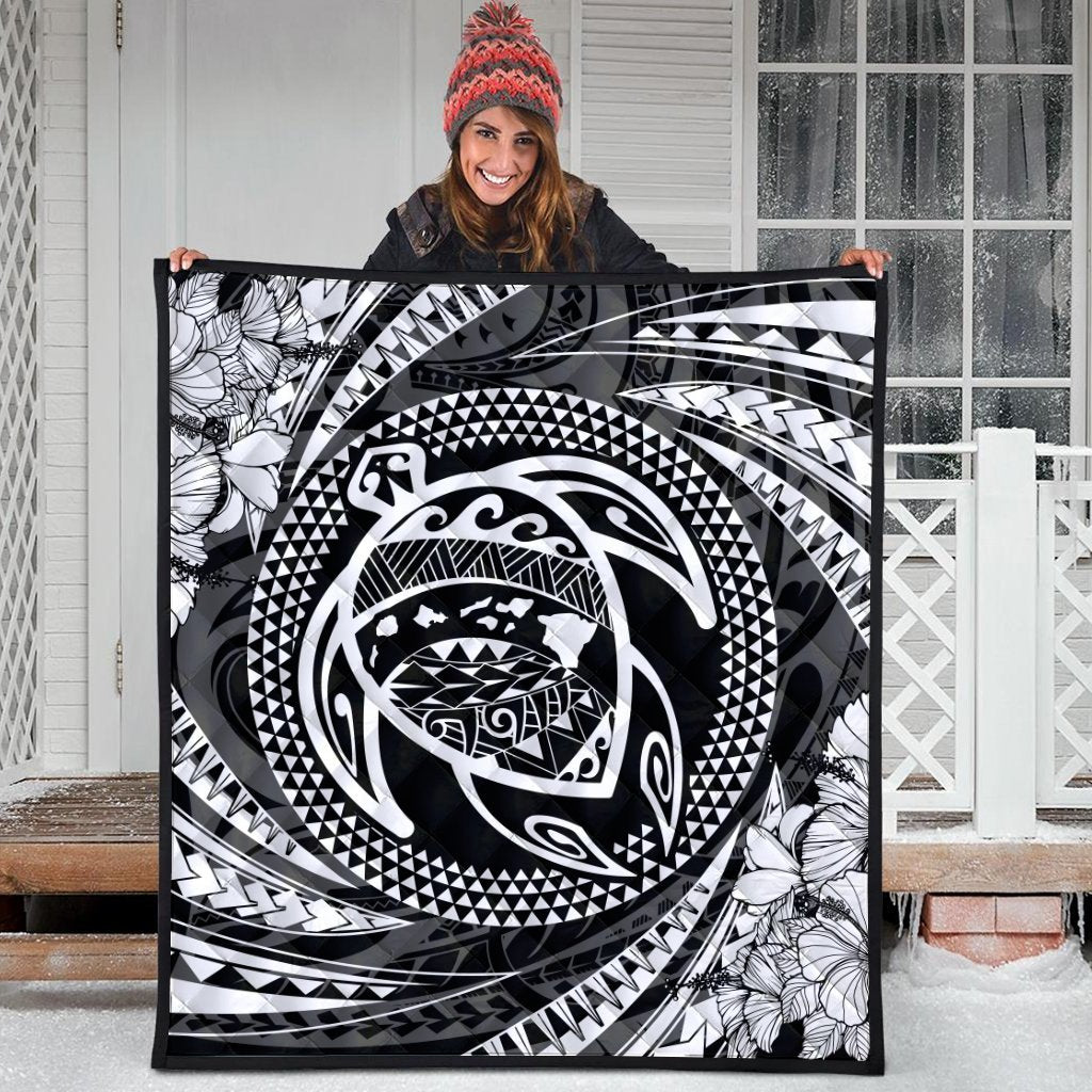 Hawaiian Kanaka Honu Hibiscus Tornando Polynesian Premium Quilts - AH - Polynesian Pride