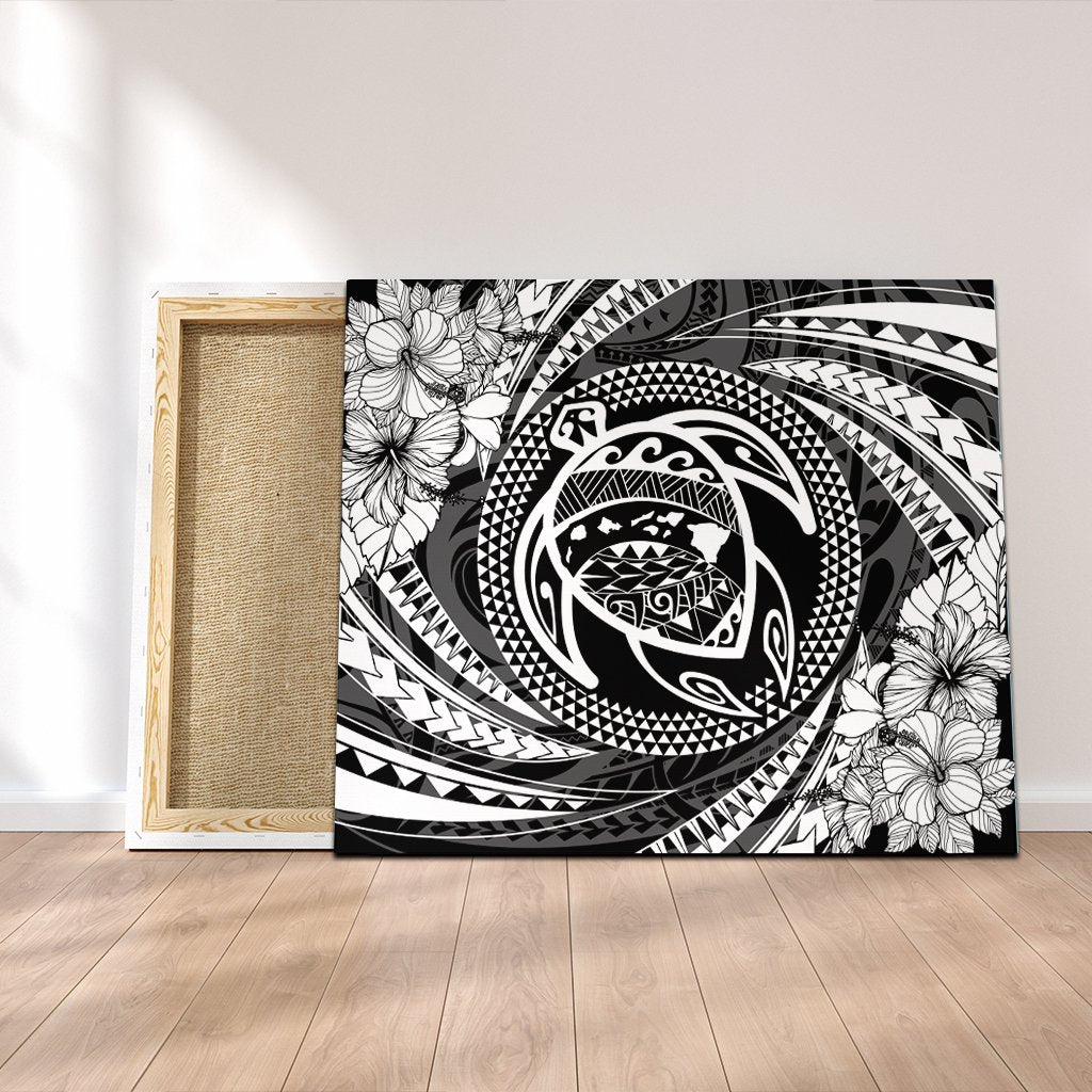 Hawaiian Kanaka Honu Hibiscus Tornando Polynesian Canvas - AH Canvas Poly-cotton - Polynesian Pride