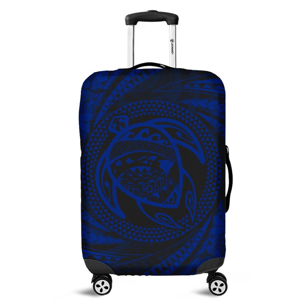 Hawaiian Kanaka Honu Hibiscus Tornando Polynesian Blue Luggage Covers - AH Black - Polynesian Pride