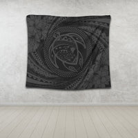 Hawaiian Kanaka Honu Hibiscus Tornando Polynesian Gray Tapestry - AH - Polynesian Pride