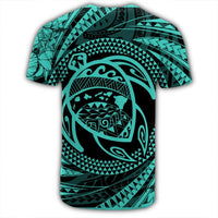 Hawaiian Kanaka Honu Hibiscus Tornando Polynesian Turquoise T Shirt - Polynesian Pride
