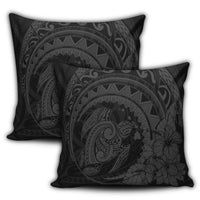 Hawaiian Kanaka Honu Map Hibiscus Globular Polynesian Gray Pillow Covers - AH - Polynesian Pride