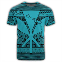 Hawaiian Kanaka Polynesian Tribal T Shirt Reggae Color Blue - Polynesian Pride