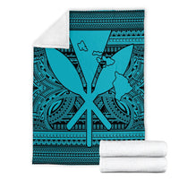 Hawaiian Kanaka Polynesian Tribal Premium Blankets Reggae Color Blue AH - Polynesian Pride