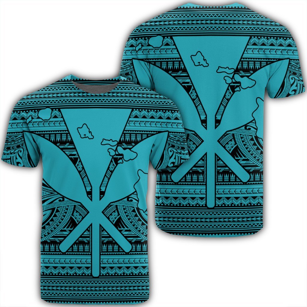 Hawaiian Kanaka Polynesian Tribal T Shirt Reggae Color Blue Unisex Black - Polynesian Pride
