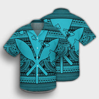 Hawaiian Kanaka Polynesian Tribal Hawaiian Shirt Reggae Color Blue AH - Polynesian Pride