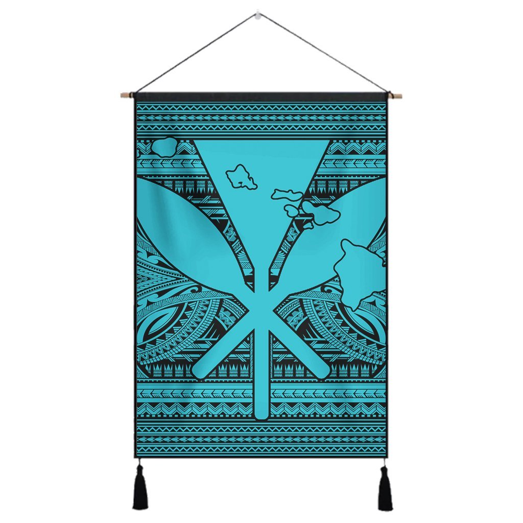Hawaiian Kanaka Polynesian Tribal Hanging Poster Reggae Color Blue AH Hanging Poster Cotton And Linen - Polynesian Pride