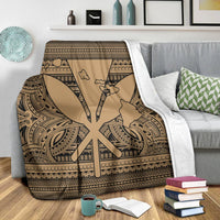 Hawaiian Kanaka Polynesian Tribal Premium Blankets Reggae Color Gold AH - Polynesian Pride