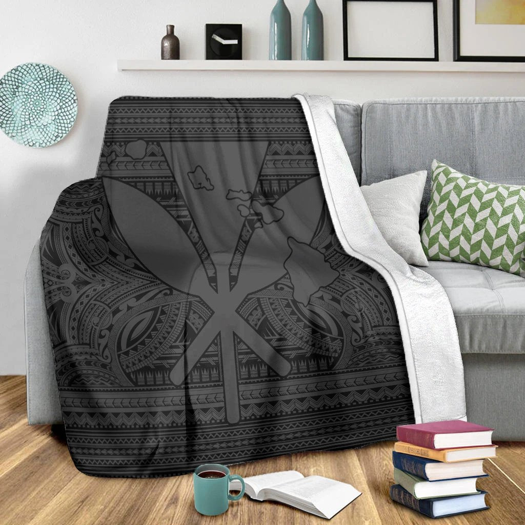Hawaiian Kanaka Polynesian Tribal Premium Blankets Reggae Color Gray AH - Polynesian Pride